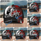 BlueJose Fishing Ocean Predator Splash Red Black Honeycomb Design Personalized Cap (13 Breeds)