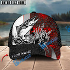 BlueJose Fishing Ocean Predator Splash Red Black Honeycomb Design Personalized Cap (13 Breeds)