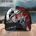 BlueJose Fishing Ocean Predator Splash Red Black Honeycomb Design Personalized Cap (13 Breeds)