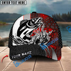 BlueJose Fishing Ocean Predator Splash Red Black Honeycomb Design Personalized Cap (13 Breeds)
