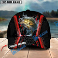 BlueJose Fishing Jumping Splash Action Red Black Tech Design Personalized Cap (13 Breeds)