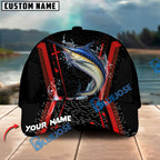 BlueJose Fishing Jumping Splash Action Red Black Tech Design Personalized Cap (13 Breeds)