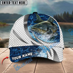 BlueJose Fishing Silver Scale Pattern Realistic Jumping Fish Water Splash Personalized Cap (13 Breeds)
