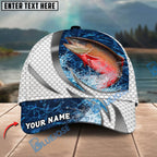 BlueJose Fishing Silver Scale Pattern Realistic Jumping Fish Water Splash Personalized Cap (13 Breeds)