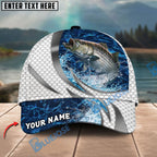 BlueJose Fishing Silver Scale Pattern Realistic Jumping Fish Water Splash Personalized Cap (13 Breeds)