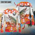 BlueJose Pike Fishing Burning White Custom Name & Team Name 3D Shirts