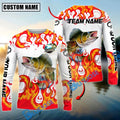 BlueJose Walleye Fishing Burning White Custom Name & Team Name 3D Shirts