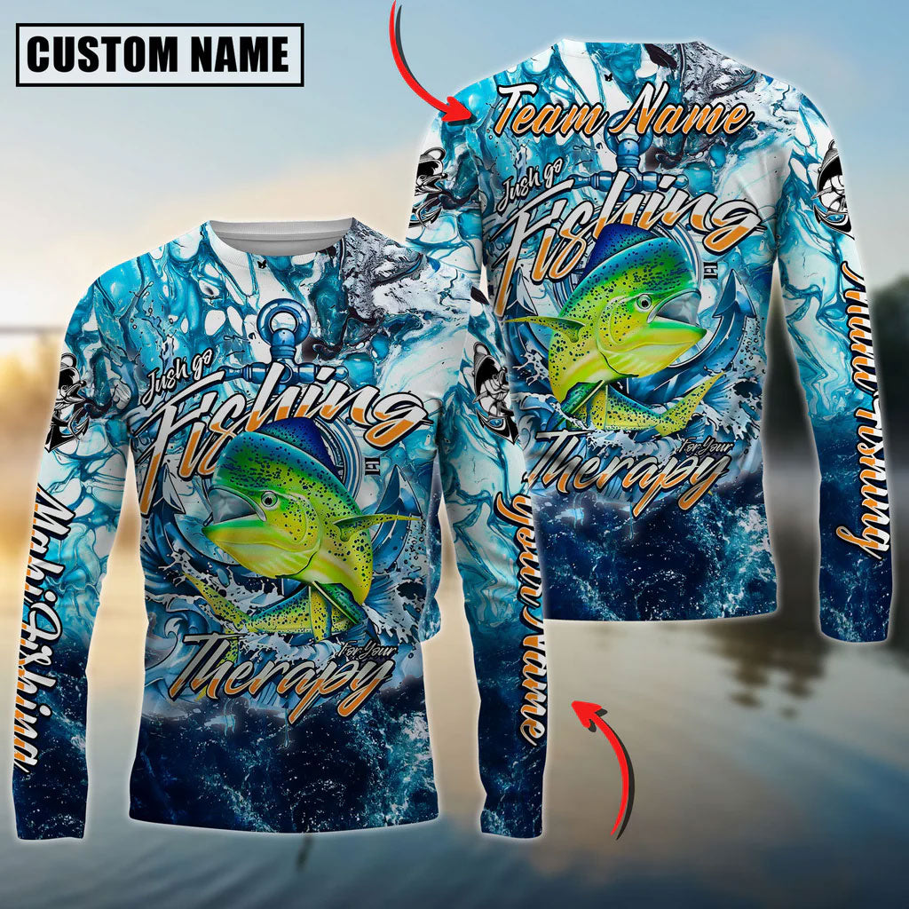 BlueJose Mahi-Mahi Fishing Therapy Custom Name & Team Name 3D Shirts
