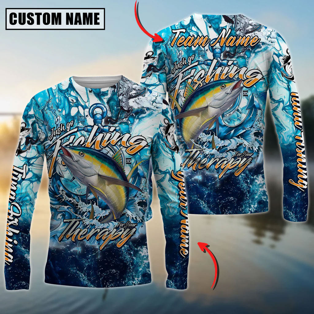 BlueJose Tuna Fishing Therapy Custom Name & Team Name 3D Shirts