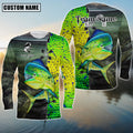 BlueJose Mahi-Mahi Fishing Water Skin Pattern Custom Name & Team Name 3D Shirts