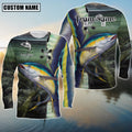 BlueJose Tuna Fishing Water Skin Pattern Custom Name & Team Name 3D Shirts