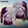 BlueJose Striped Bass Fishing Breast Cancer Ribbon Pink Camo Custom Name & Team Name 3D Shirts