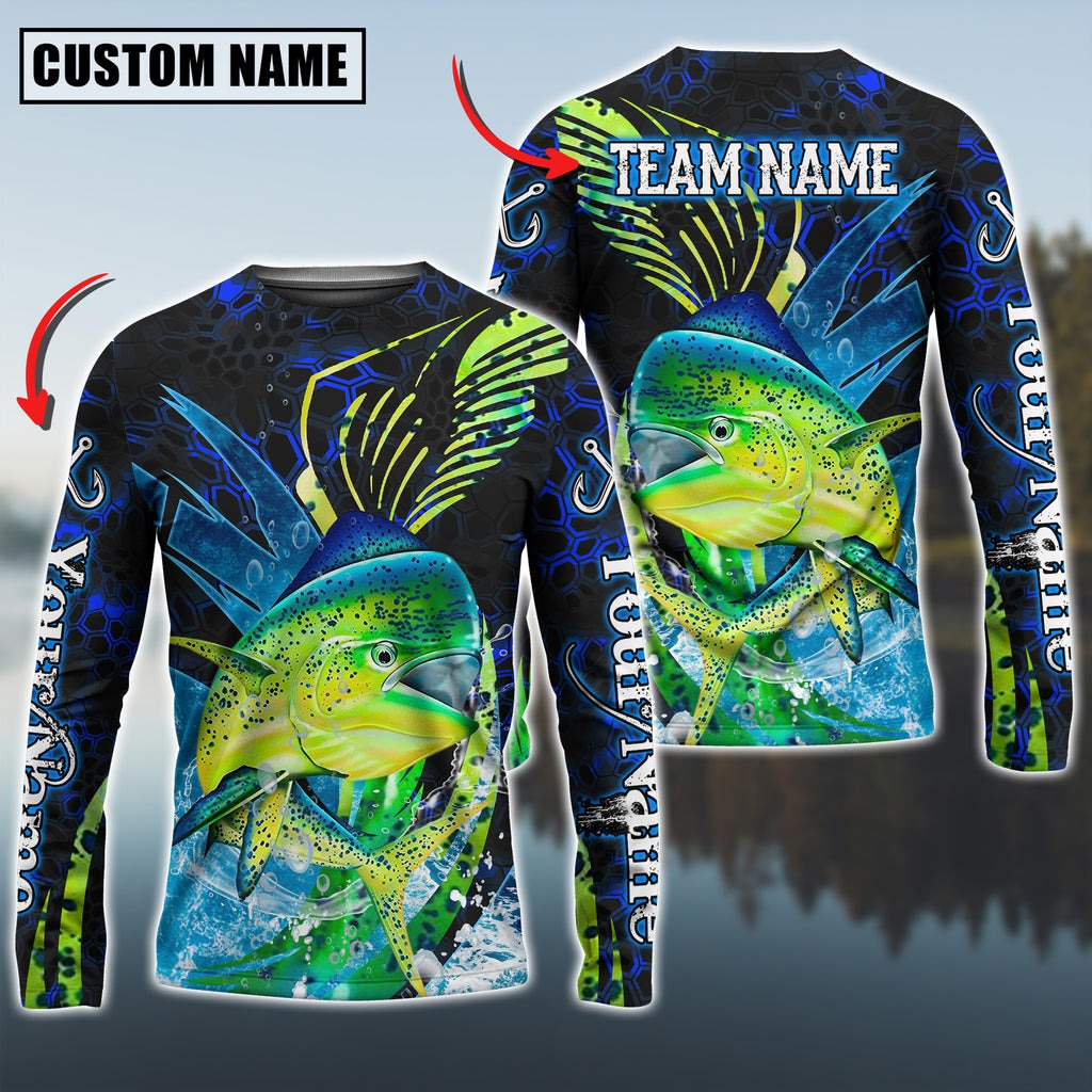 BlueJose Mahi-mahi Fishing Tailored Tides Pattern Custom Name & Team Name Shirts