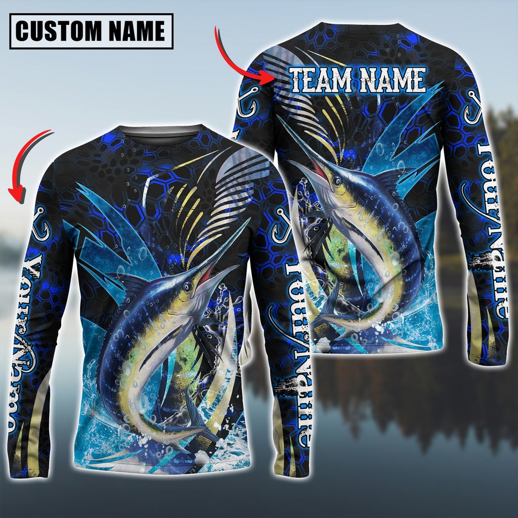 BlueJose Marlin Fishing Tailored Tides Pattern Custom Name & Team Name Shirts