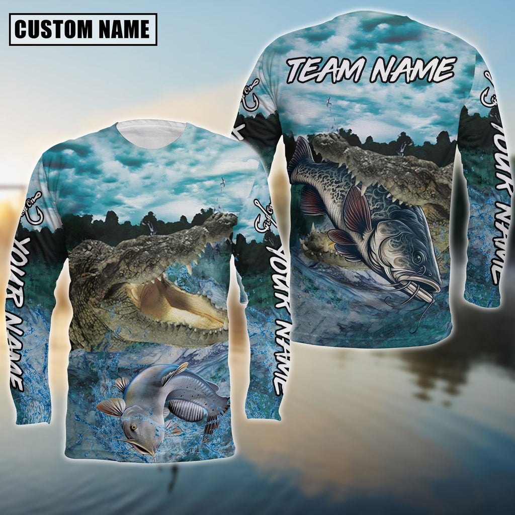 BlueJose Catfish Fishing Predator'S Grip Angler Custom Name & Team Name 3D Shirts