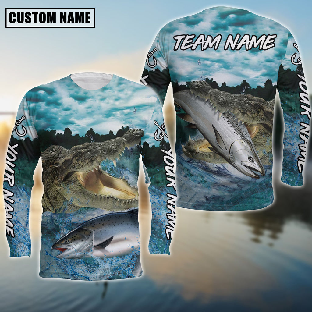 BlueJose Salmon Fishing Predator'S Grip Angler Custom Name & Team Name 3D Shirts