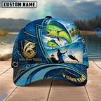 BlueJose Fishing Deep Blue Ocean Patch Personalized Name Classic 3D Cap Personalized Cap (13 Breeds)