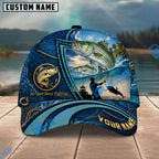BlueJose Fishing Deep Blue Ocean Patch Personalized Name Classic 3D Cap Personalized Cap (13 Breeds)