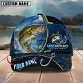 BlueJose Fishing Navy Bright Hook Personalized Name Classic 3D Cap Personalized Cap (13 Breeds)