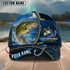 BlueJose Fishing Navy Bright Hook Personalized Name Classic 3D Cap Personalized Cap (13 Breeds)