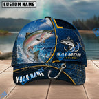 BlueJose Fishing Navy Bright Hook Personalized Name Classic 3D Cap Personalized Cap (13 Breeds)