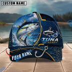 BlueJose Fishing Navy Bright Hook Personalized Name Classic 3D Cap Personalized Cap (13 Breeds)
