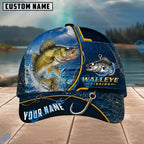 BlueJose Fishing Navy Bright Hook Personalized Name Classic 3D Cap Personalized Cap (13 Breeds)