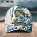 BlueJose Fishing White Hexagon Gold Line Offshore Boat Personalized Name Classic 3D Cap Personalized Cap (13 Breeds)