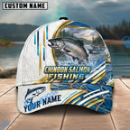 BlueJose Fishing White Hexagon Gold Line Offshore Boat Personalized Name Classic 3D Cap Personalized Cap (13 Breeds)