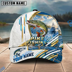 BlueJose Fishing White Hexagon Gold Line Offshore Boat Personalized Name Classic 3D Cap Personalized Cap (13 Breeds)