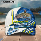 BlueJose Fishing White Multi Line Pattern Personalized Name Classic 3D Cap Personalized Cap (13 Breeds)