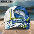 BlueJose Fishing White Multi Line Pattern Personalized Name Classic 3D Cap Personalized Cap (13 Breeds)