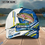 BlueJose Fishing White Multi Line Pattern Personalized Name Classic 3D Cap Personalized Cap (13 Breeds)