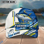 BlueJose Fishing White Multi Line Pattern Personalized Name Classic 3D Cap Personalized Cap (13 Breeds)