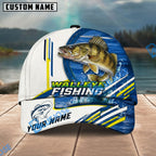 BlueJose Fishing White Multi Line Pattern Personalized Name Classic 3D Cap Personalized Cap (13 Breeds)
