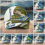 BlueJose Fishing White Multi Line Pattern Personalized Name Classic 3D Cap Personalized Cap (13 Breeds)