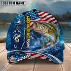 BlueJose Fishing American Flag Blue Ocean Personalized Name Classic 3D Cap Personalized Cap (13 Breeds)