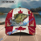 BlueJose Fishing Grunge Canadian Flag Personalized Name Classic 3D Cap Personalized Cap (13 Breeds)