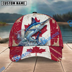 BlueJose Fishing Grunge Canadian Flag Personalized Name Classic 3D Cap Personalized Cap (13 Breeds)