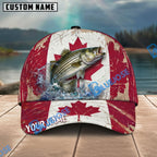 BlueJose Fishing Grunge Canadian Flag Personalized Name Classic 3D Cap Personalized Cap (13 Breeds)