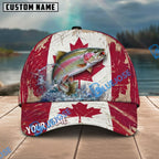 BlueJose Fishing Grunge Canadian Flag Personalized Name Classic 3D Cap Personalized Cap (13 Breeds)