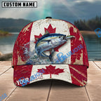 BlueJose Fishing Grunge Canadian Flag Personalized Name Classic 3D Cap Personalized Cap (13 Breeds)