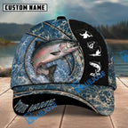 BlueJose Fishing Blue Marble Splash Design Personalized Name Classic 3D Cap Personalized Cap (13 Breeds)