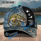 BlueJose Fishing Blue Marble Splash Design Personalized Name Classic 3D Cap Personalized Cap (13 Breeds)