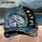 BlueJose Fishing Blue Marble Splash Design Personalized Name Classic 3D Cap Personalized Cap (13 Breeds)
