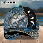 BlueJose Fishing Blue Marble Splash Design Personalized Name Classic 3D Cap Personalized Cap (13 Breeds)