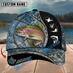 BlueJose Fishing Blue Marble Splash Design Personalized Name Classic 3D Cap Personalized Cap (13 Breeds)