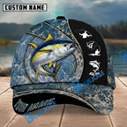 BlueJose Fishing Blue Marble Splash Design Personalized Name Classic 3D Cap Personalized Cap (13 Breeds)