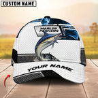 BlueJose Fishing Blue Smoke Hexagon Pattern Personalized Cap (12 Breeds)