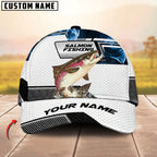 BlueJose Fishing Blue Smoke Hexagon Pattern Personalized Cap (12 Breeds)